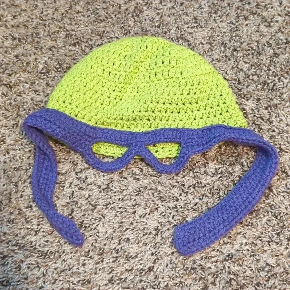 Teenage Mutant Ninja Turtles Mask Crochet Handmade - Donatello Halloween Costume
